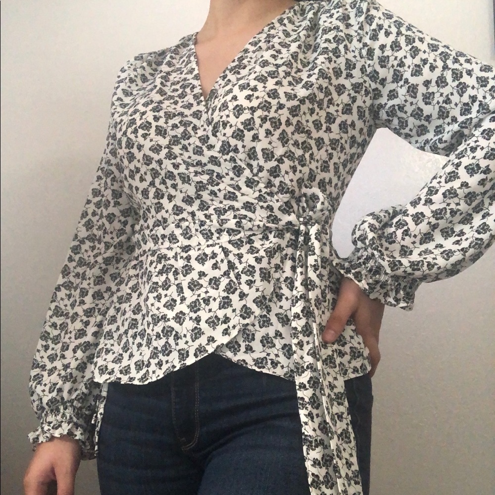 Maxstudio Floral Print Wrap Top